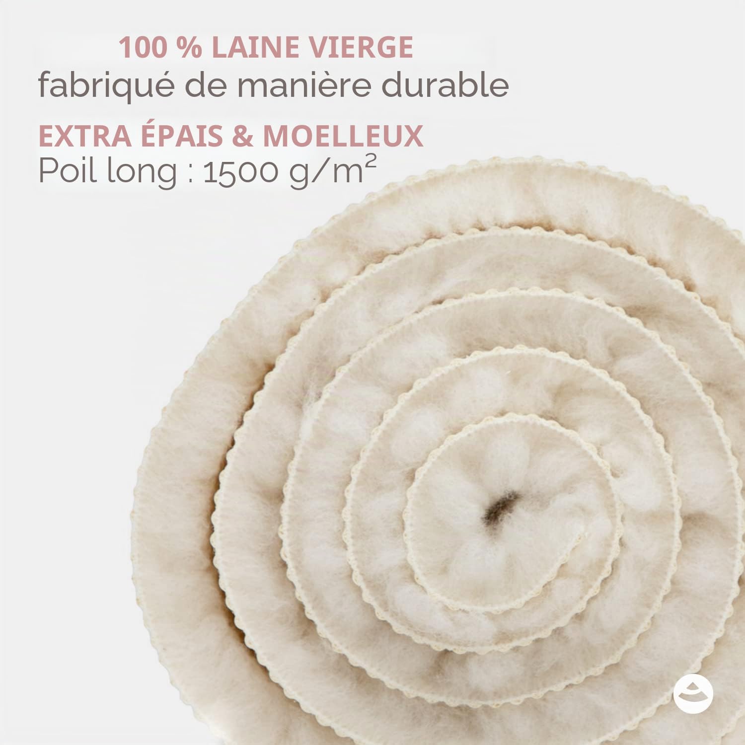 Tapis de yoga en laine vierge pure extra épaisse (1500 g/m²) | 100% laine vierge de mouton à poils longs (issue de moutons vivants) | Epais, Doux & Isolant | SURYA