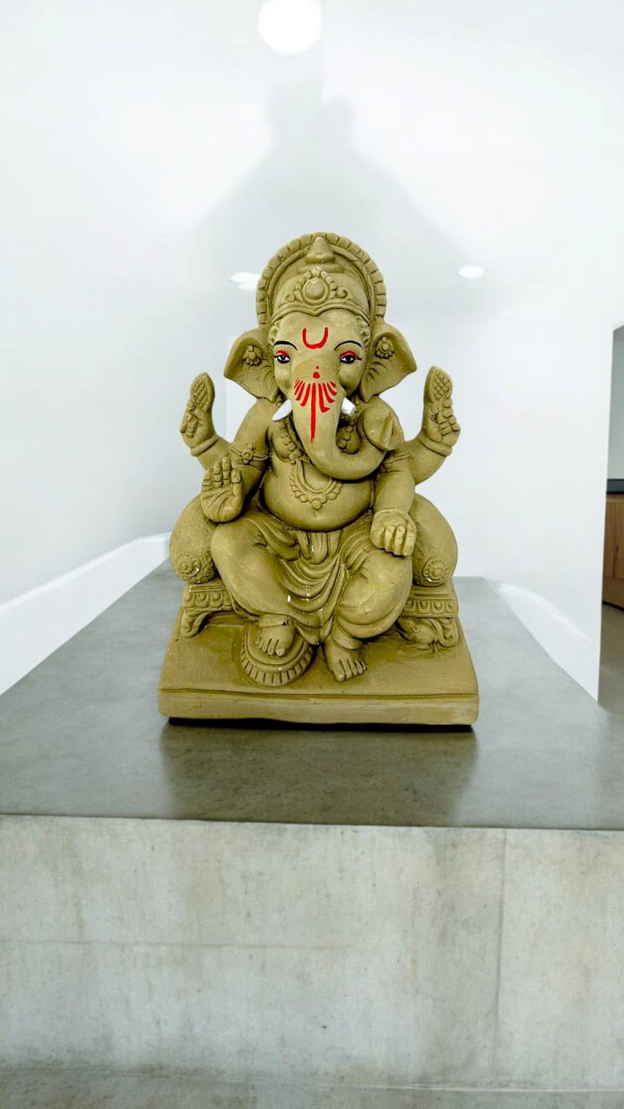 Suninow 100% Eco Friendly Clay Ganesh Idol for Ganesh Chaturthi 7.4 Inch | Water Soluble | Ganesh Chaturthi Idol | Clay Ganesha Idol, Multicolor (gi21) 1