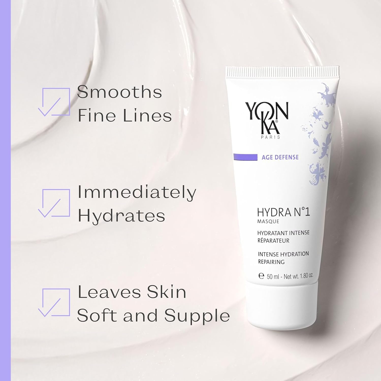 Hydra N°1 Mask Yonka 50ml - Gesichtsmaske für Dehydrierte Haut – Tiefenfeuchtigkeitspflege für Trockene und Beanspruchte Haut, Repariert und Reduziert Falten – Dermatologisch bestätigte Ergebnisse!