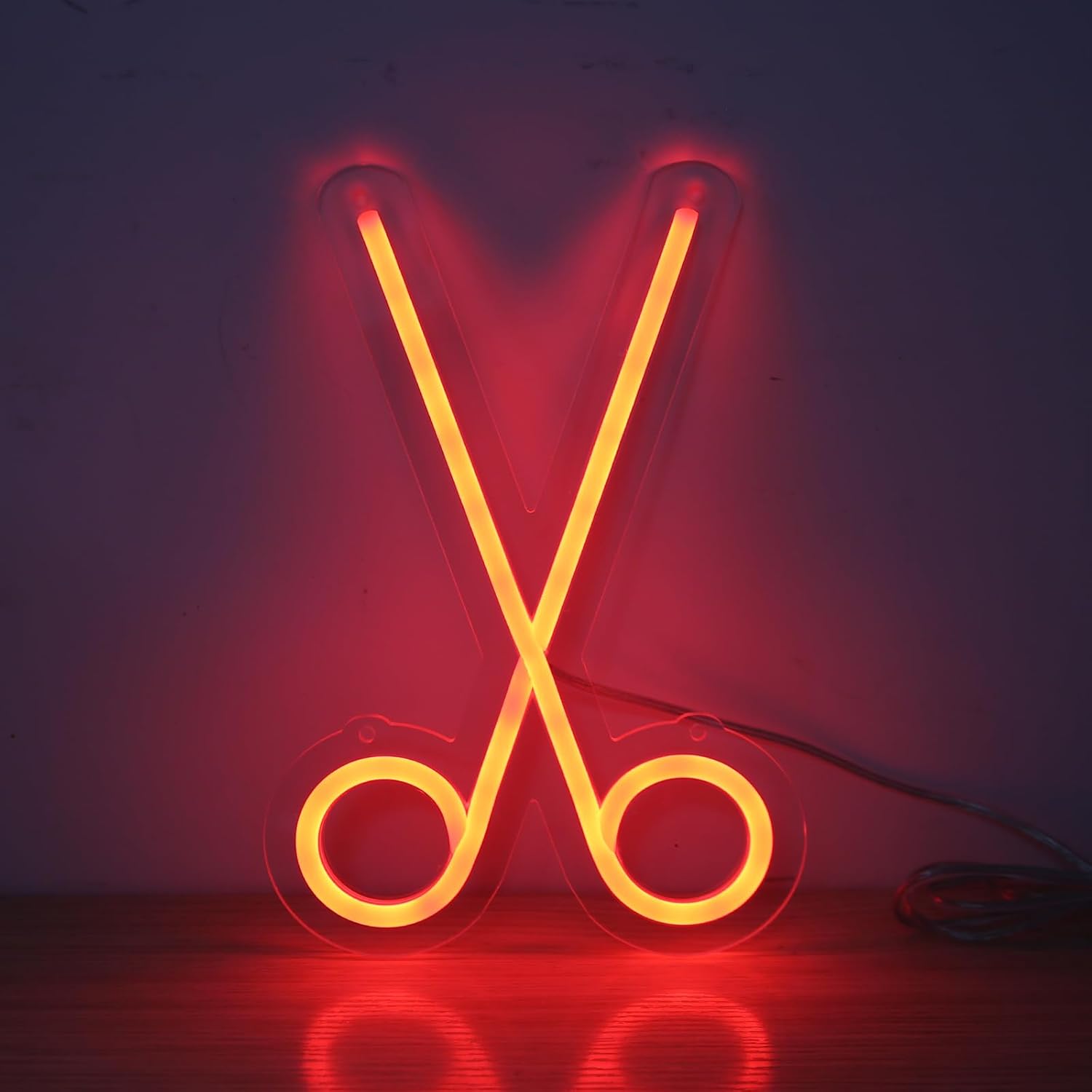 Jedpaiode Scissor Neon Sign for Barber Shop Scissors Neon Lights Sign for Business Wall Decor With Hanging Chain (Red)
