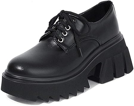 Charmstep Womens Platform Chunky Oxford Shoes Block High Heel Lace-Up Round Toe Gothic Lolita Loafers Shoes