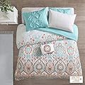 Intelligent Design Complete Bag Casual Boho Comforter with Sheet Decorative Pillow, All Season Bedding Set, Full, Vinnie Aqua 8 Piece