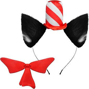 Cat Ears Headband Red Stovepipe Hat and Bow In The Cute Costume Cosplay Party