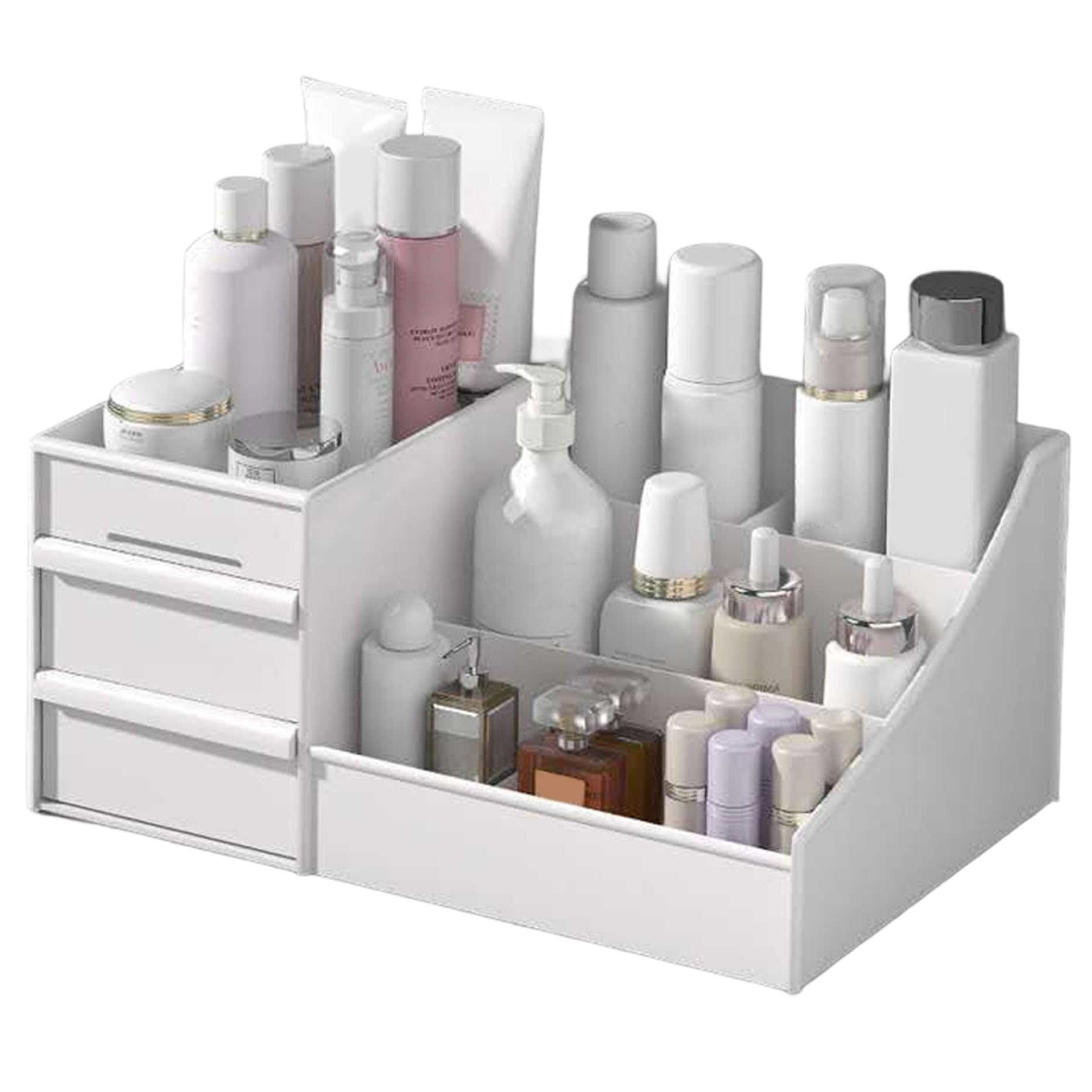 CAKEEYUM Cosmetics Organizer Large Capacity Beauty Organizer with Drawers and Compartment Plastic Makeup Storage for Vanity Dresser Bathroom Countertop Cosmetics, Counter Makeup, Beaut