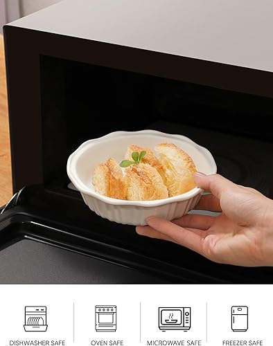 Miniatura 7 de LIFVER Sartenes de cerámica para hornear de 6 pulgadas, juego de 4 platos profundos para tartas de 11.6 onzas, mini platos redondos para tartas,