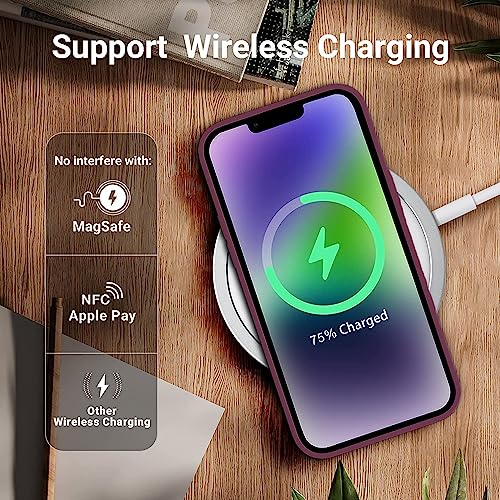 Image of DIZORO Compatible with iPhone 13 Case, Liquid Silicone Case, Full Body Protective Cover, Shockproof, Slim Phone Case, Anti-Scratch Soft Microfiber Lining, 6.1 inch - Wine Red