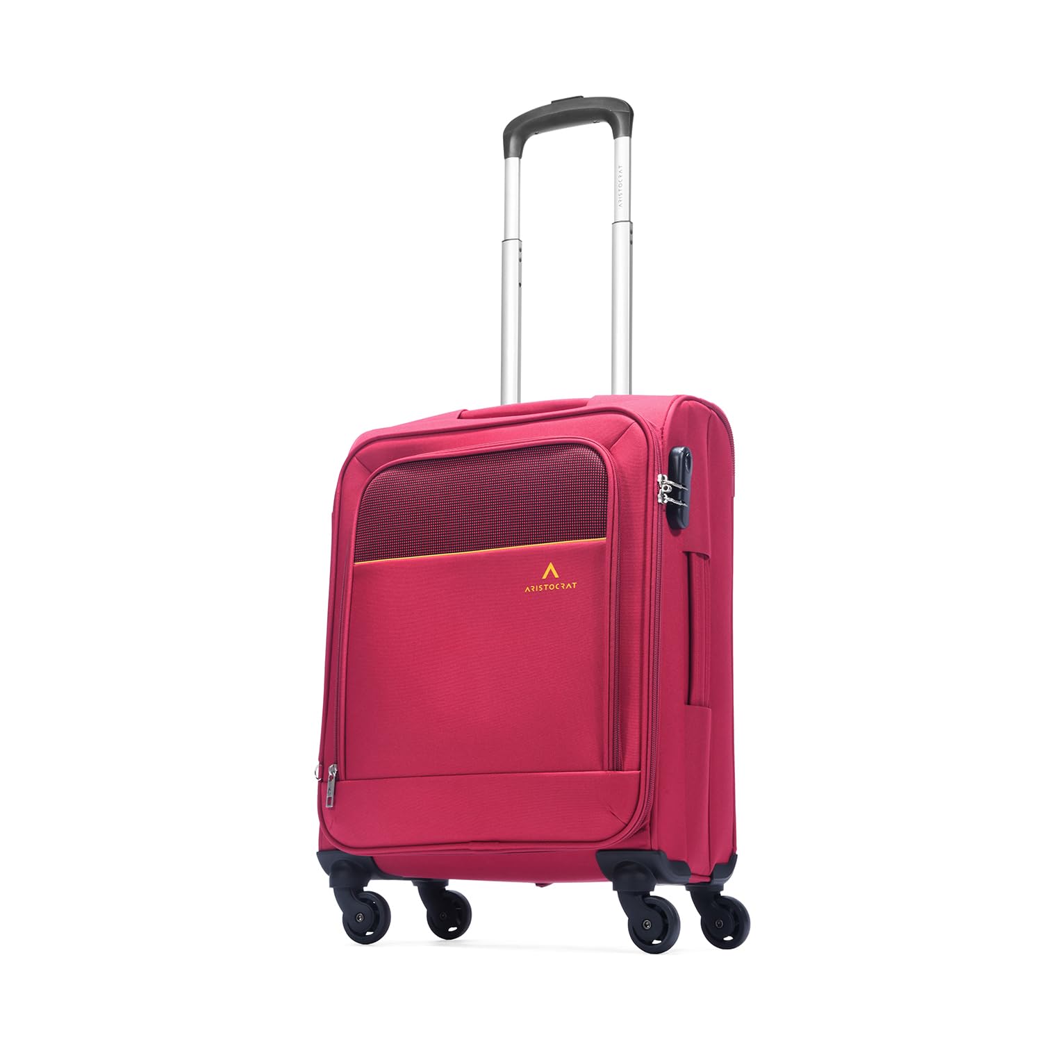 Cabin Oasis Plus Size Soft Luggage (55 Cm)|Spacious Polyester Trolley with 4 Spinner Wheels and Combination Lock|Dazzling Red|Unisex|5 Year Warranty