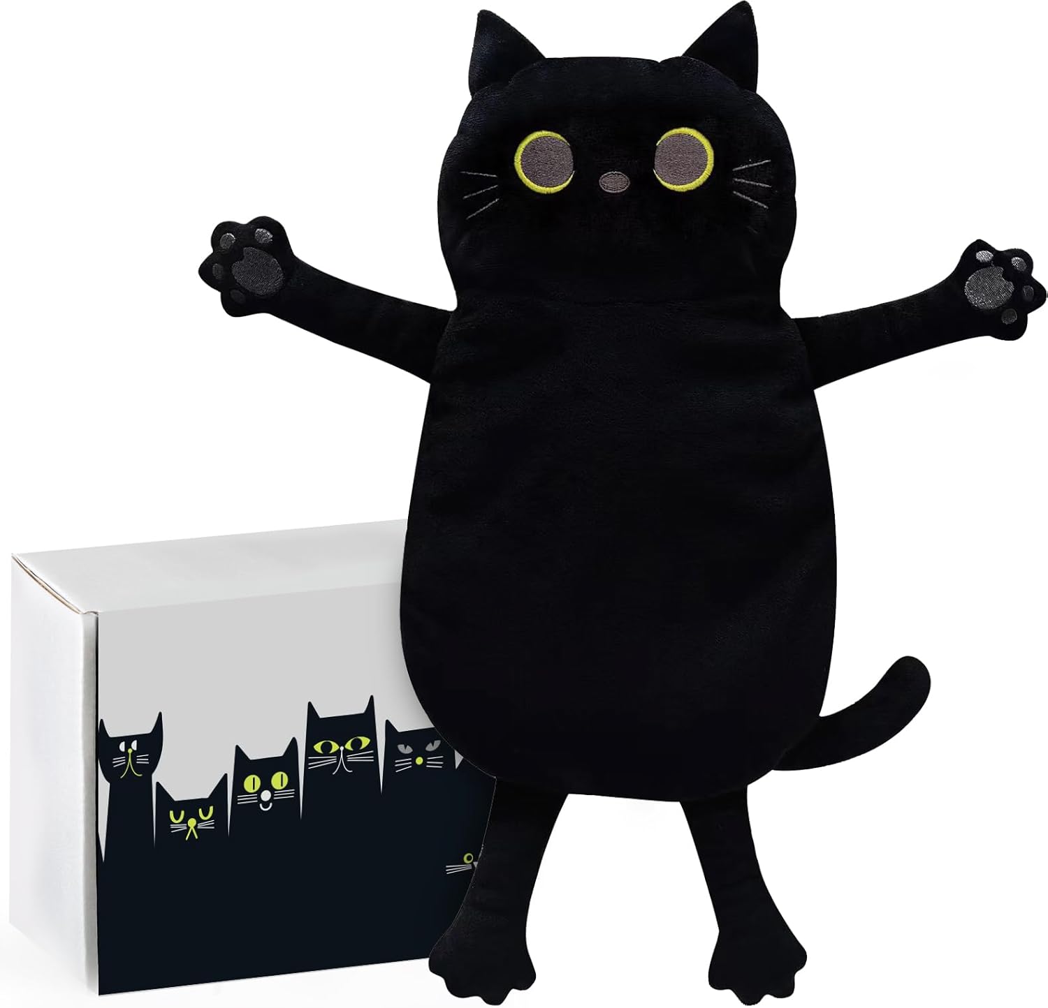 Large Microwave Heating Pad with Washable Cover 21 * 12" Microwavable Heating Pads for Cramps, Back, Neck Shoulder Pain Relief, Cordless Weighted Moist Heat Pack, Black Cat Large Black Cat