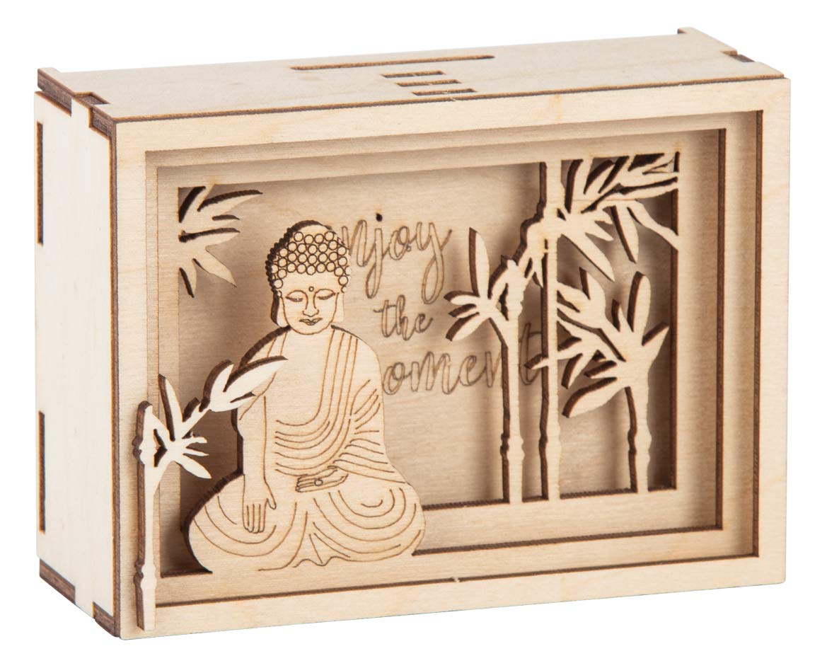 Rayher Wood 3D Gift Box Enjoy, FSCMixCred, Natural, 11,5x8,5x5cm