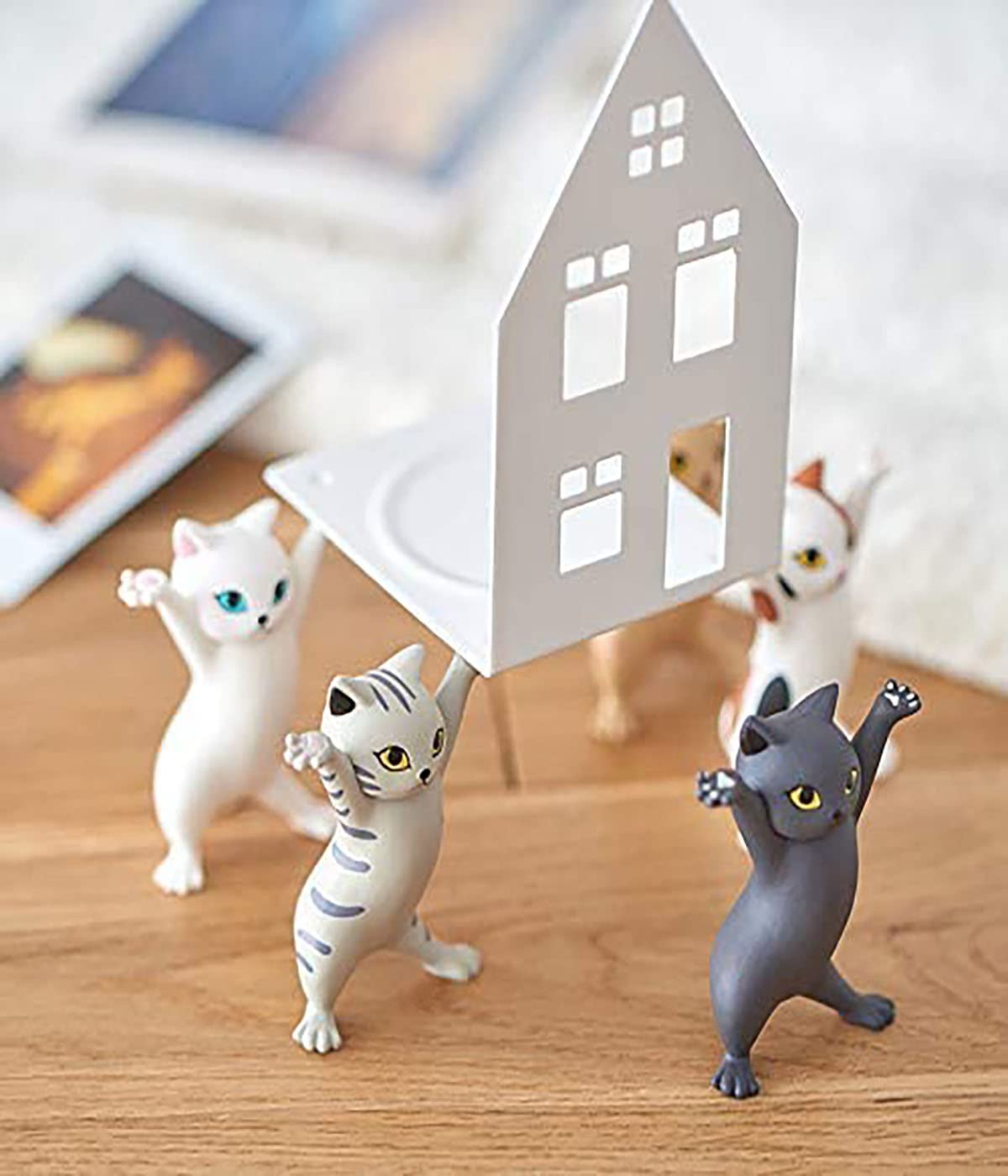 5 Piezas Divertido Gato Portalápices Baile Gato Figura Gato Auriculares Gato Soporte Sin Ataúd