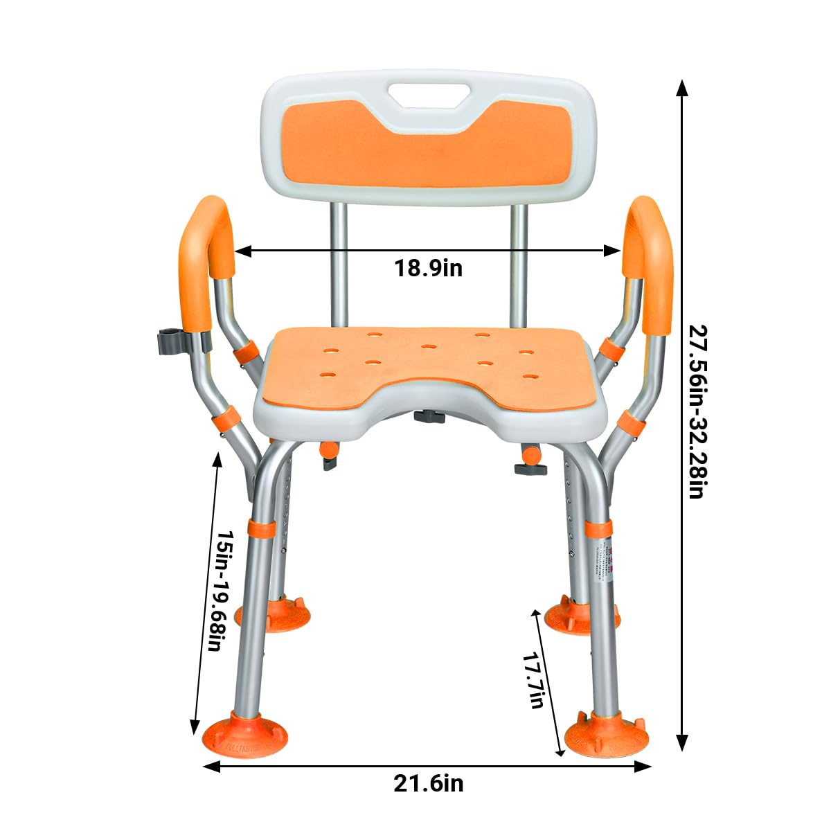 Bath Chair,Bath Chairs for Adults,Shower Chair for Elderly,Shower Chair with Arms and Back,Padded Arms and Adjustable Legs,Suitable for The Elderly, Adults, and Disable,Shower Stool for Inside Shower