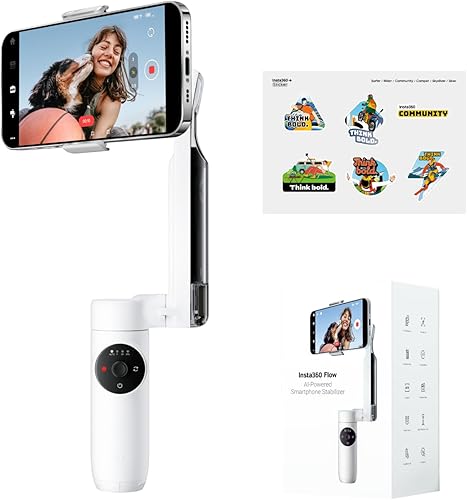 Insta360 Estabilizador de cardán de flujo para teléfono inteligente, kit de creador, cardán alimentado por IA, estabilizador de teléfono de