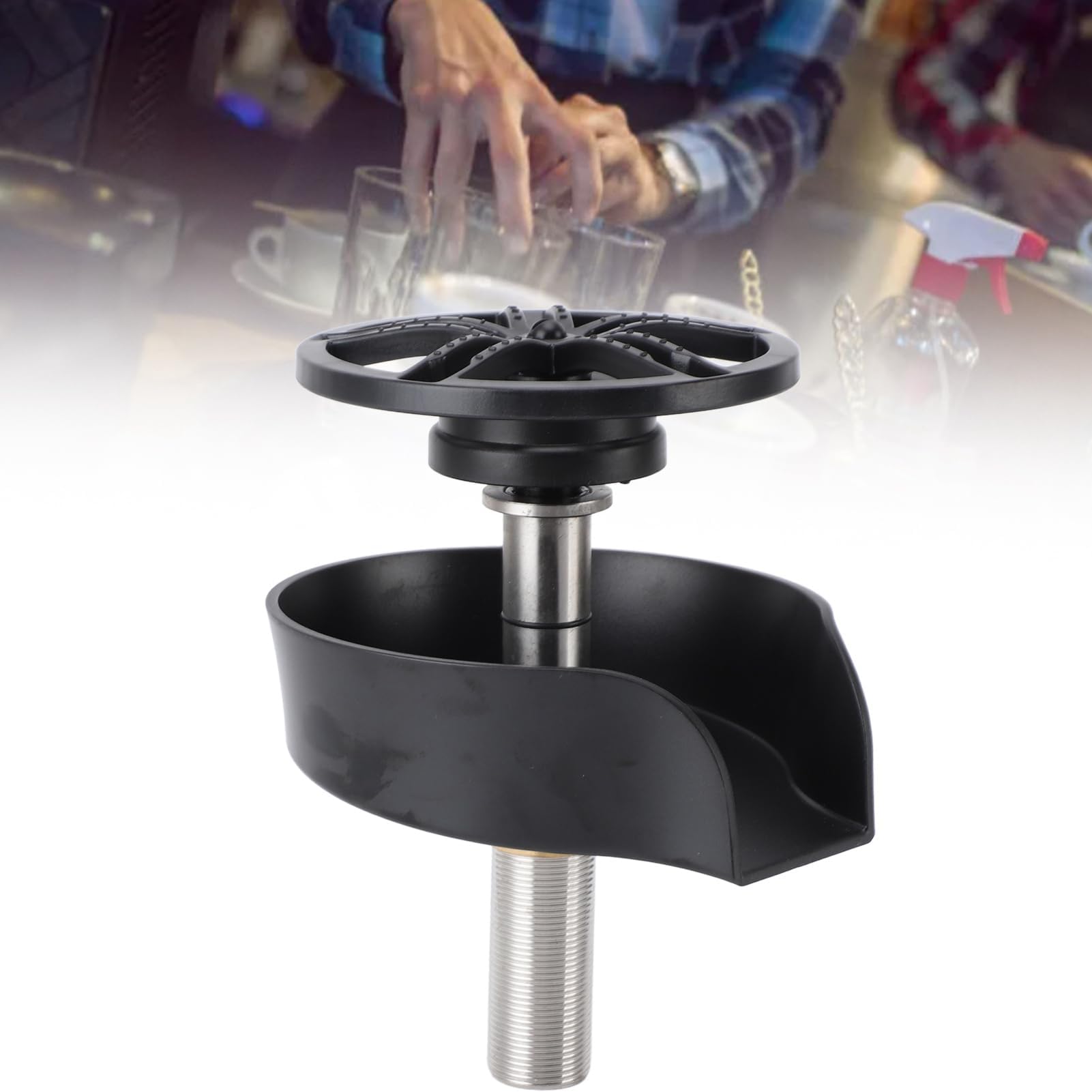 TOPINCN Enjuague automático de vidrio, lavabos para fregadero de cocina, acero inoxidable, limpiador de tazas, accesorio de enjuague para fregadero de cocina (manguera negra tipo 9/16 de EE. UU.)