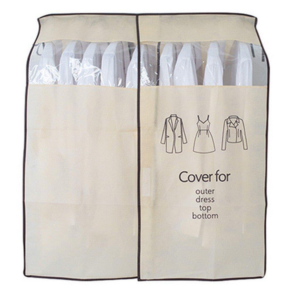 Lpitoy Beige Garment Covers For Clothes Dustproof Breathable Suit Protector With Transparent Window Clothes Rail Cover For Coat Long Dresses Home Bedroom