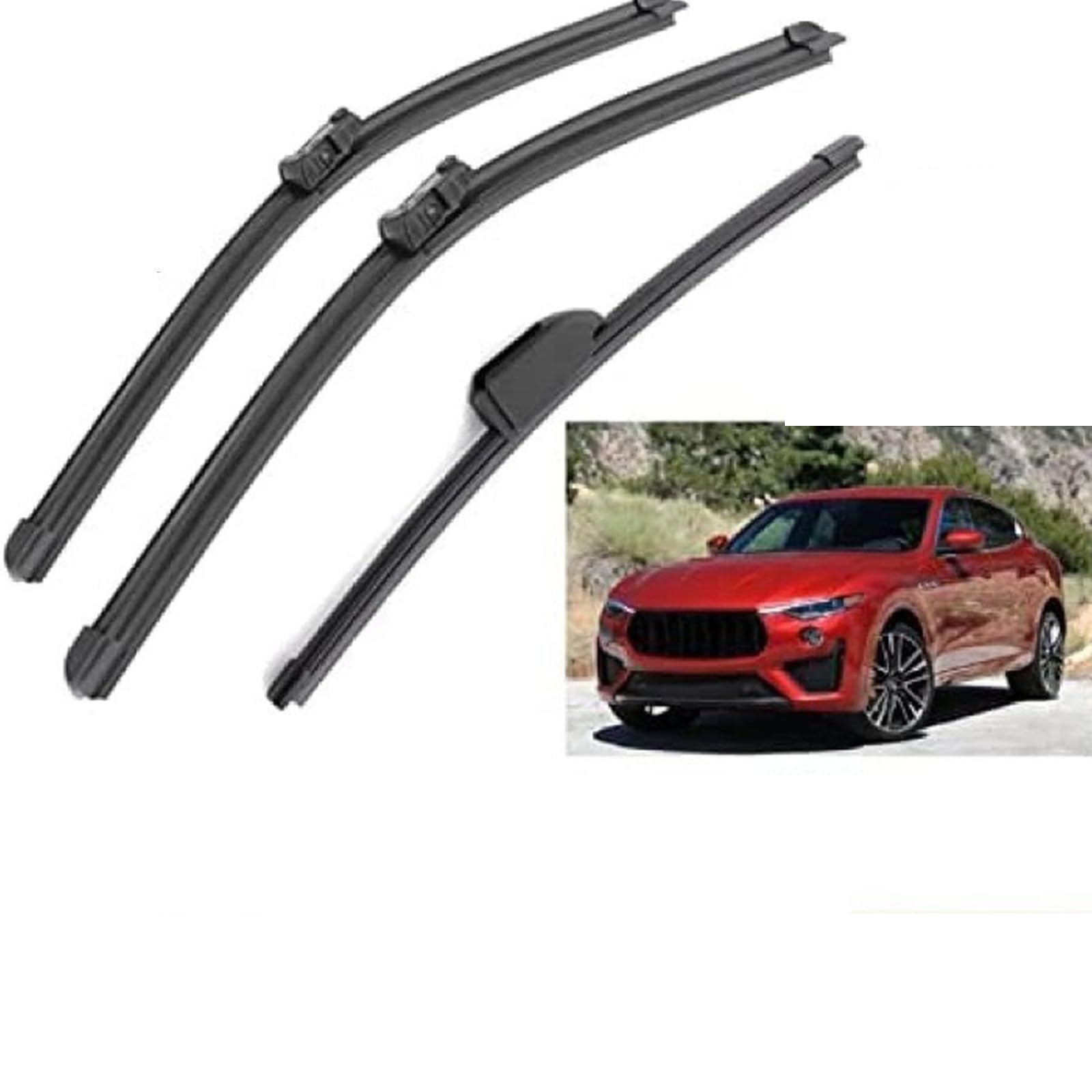ZDDYUU Front + Rear Wiper Blades Set for Maserati Levante 2016-2024, Wiper Front & Rear Wiper Blades Set Windscreen Wiper All-Season Performance