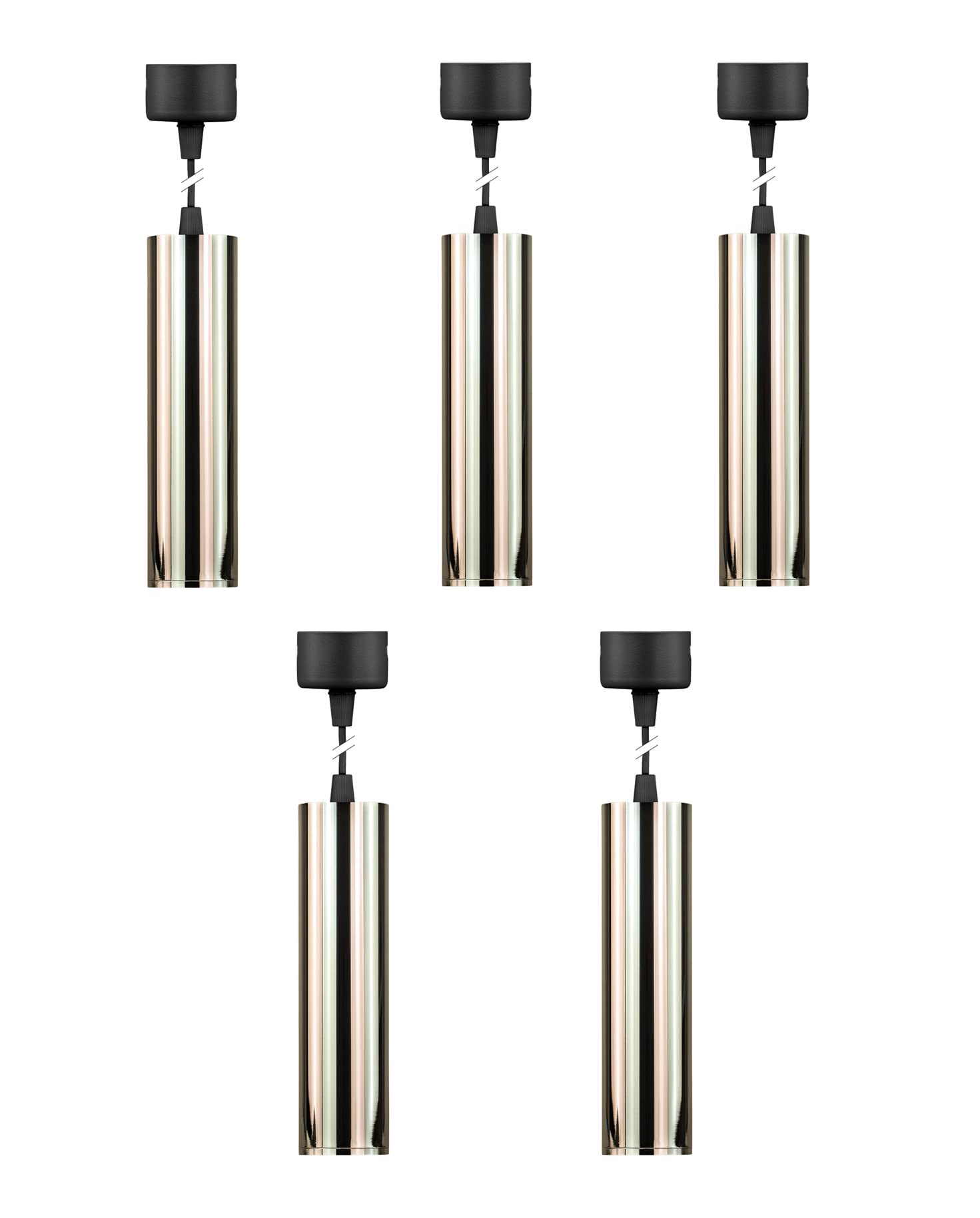 Popp® Foco Cilindro Lámpara GU10 (Bombilla No incluida) Colgante Techo Superficie Interior Moderno IP20 Ø52*200mm (Pack 5, Dorado)
