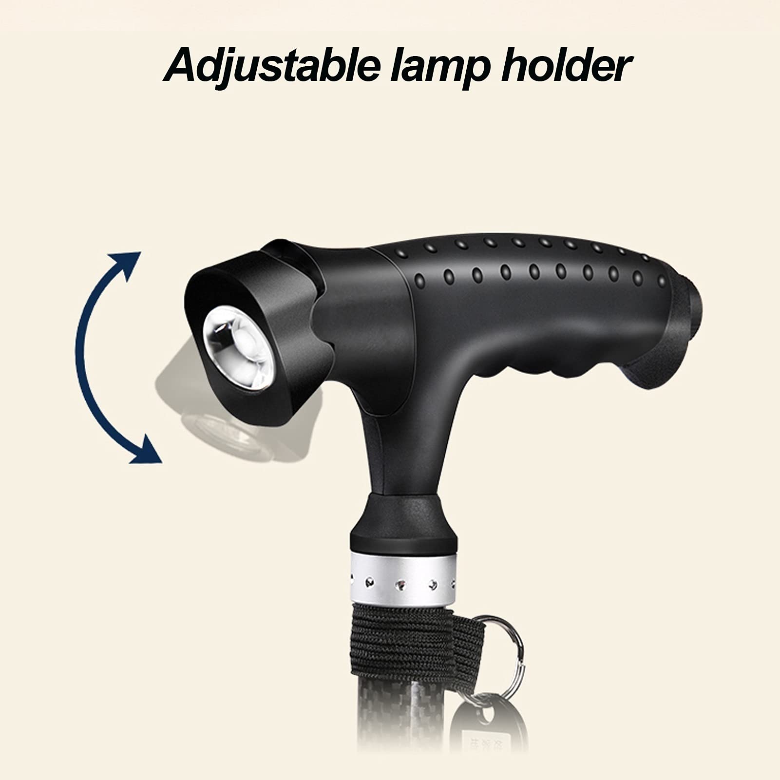 Bastón de Paseo Bastones para Mayores Bastidor con luz LED Ajustable, Mango ergonómico y Correa de muñeca Basura, bastón con muletas Antideslizantes para Hombres Ancianos