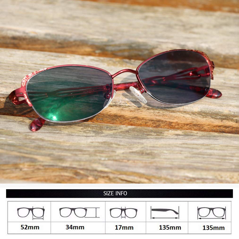 Damenmode Elegante photochrome Lesebrille Dunkelgraue Sonnenbrille mit Metallrahmen Anti-Ermüdungs-Komfort-Brille aus asphärischem Harz mit UV-Schutz