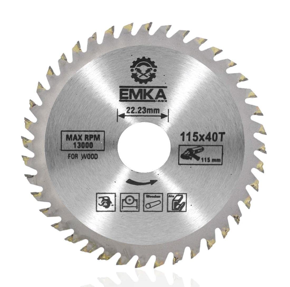 Badem10 2'li Set Emka Daire Testere Bıçağı Ahşap Kesme Testeresi 115 mm 40 Diş + Matkap Aparatı
