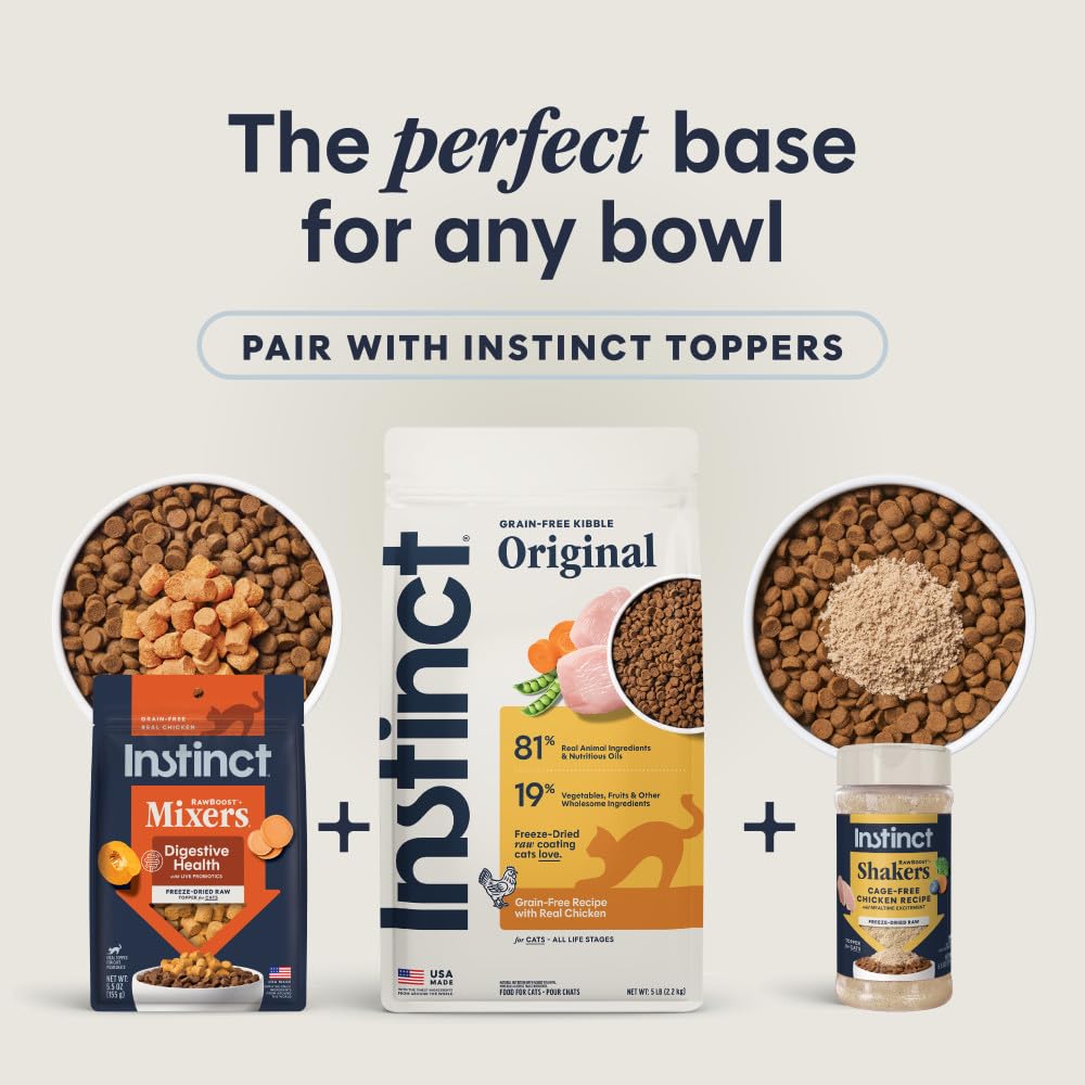 Instinct Receta Original sin Grano Natural seco Cat Alimentos por la Naturaleza de la Variedad | Croquetas crudas con pollo sin jaula para músculos fuertes, salud digestiva y piel y pelaje saludables, sin cereales