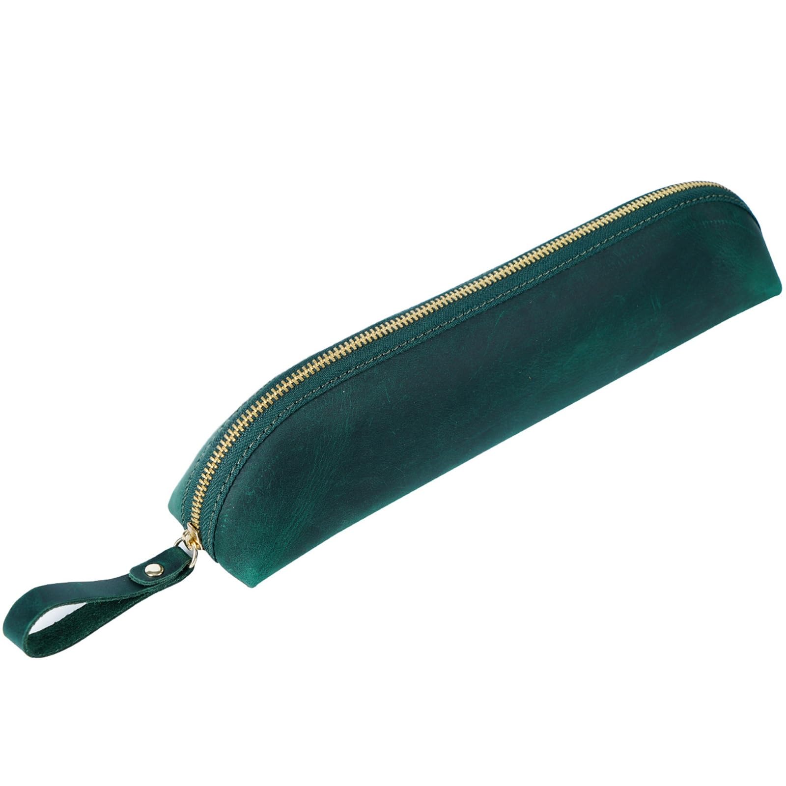 DUMRALBQE Wooden Jewelry Box Pen Bag Case Leather Pencil Fountain Protective Cover for Storage and Organization(Dark Green)