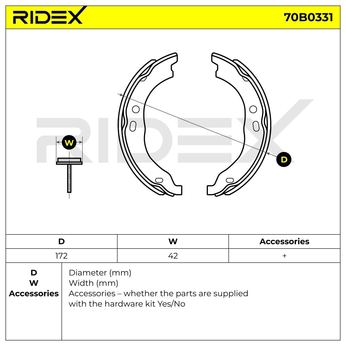 RIDEX 70B0331 Kit ganasce freni Posteriore con accessori