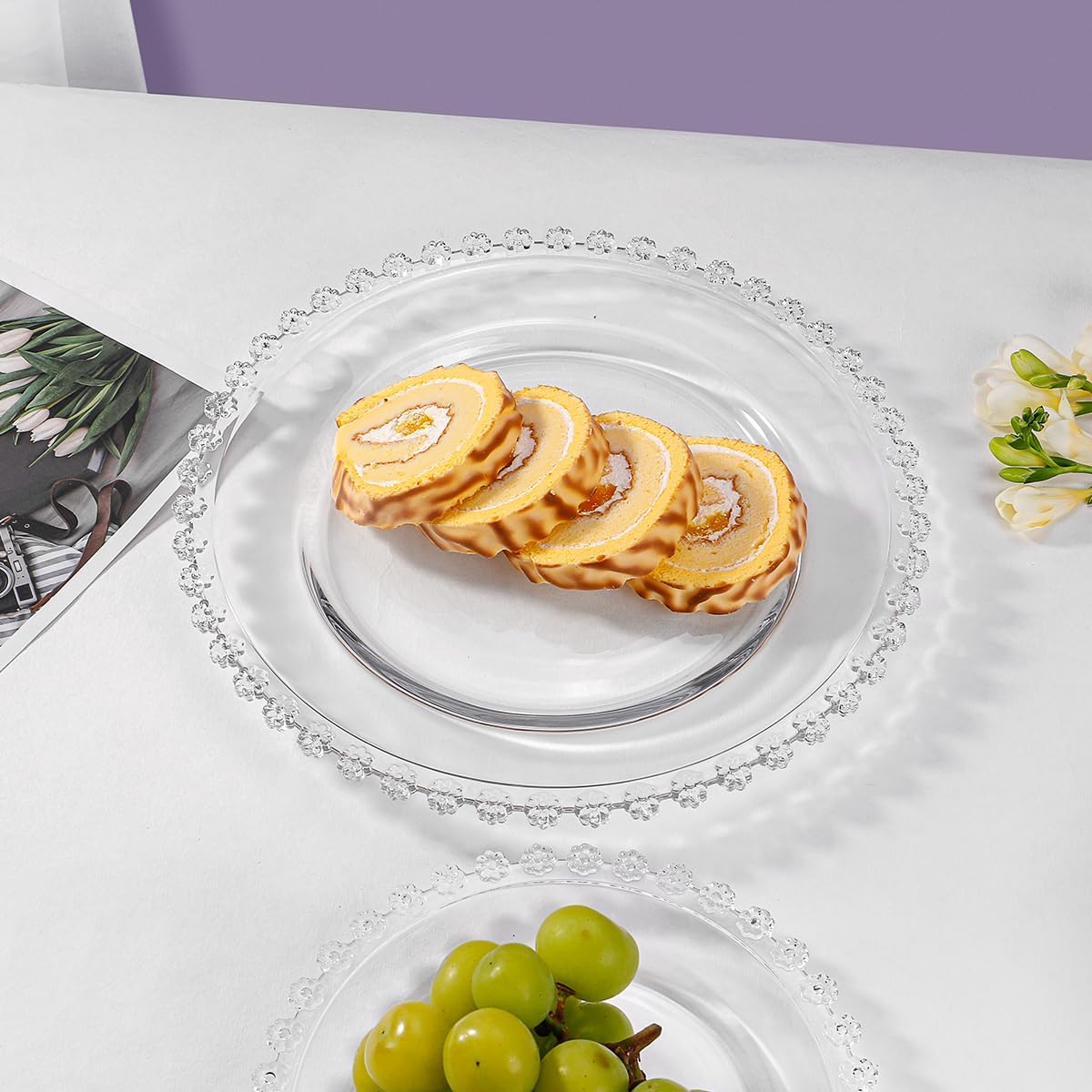 Elegant Glass Serving Plates - Set of 6 -6
