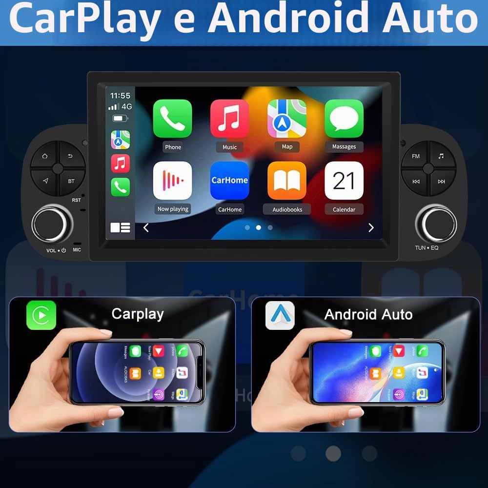AWESAFE 7 Pollici Autoradio 1 DIN Fiat Panda (2013-2021) Android 13 per Car Radio (2+32GB) con CarPlay Android Auto FM RDS GPS Bluetooth WIFI USB Comandi al volante