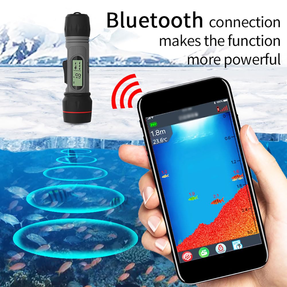 Sonda ecosonda para pesca en hielo, buscador de peces inalámbrico con luz LED subacuática, profundidad de detección de 0,8 a 90 m, diseño impermeable de cuerpo completo, para pesca en alta mar, pesc