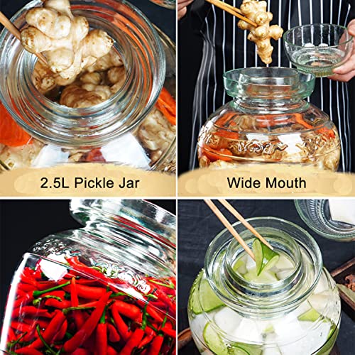 Etitsa Fermentation Jar Pickle Jar, 2.5 Liter Wide Mouth Traditional Fermenting Crock Kit With Water Seal Airlock Lid, Pickle Jar For Pickles Kimchi, Sauerkraut, Wine Brewing, Kombuch Vegetables #TOP1