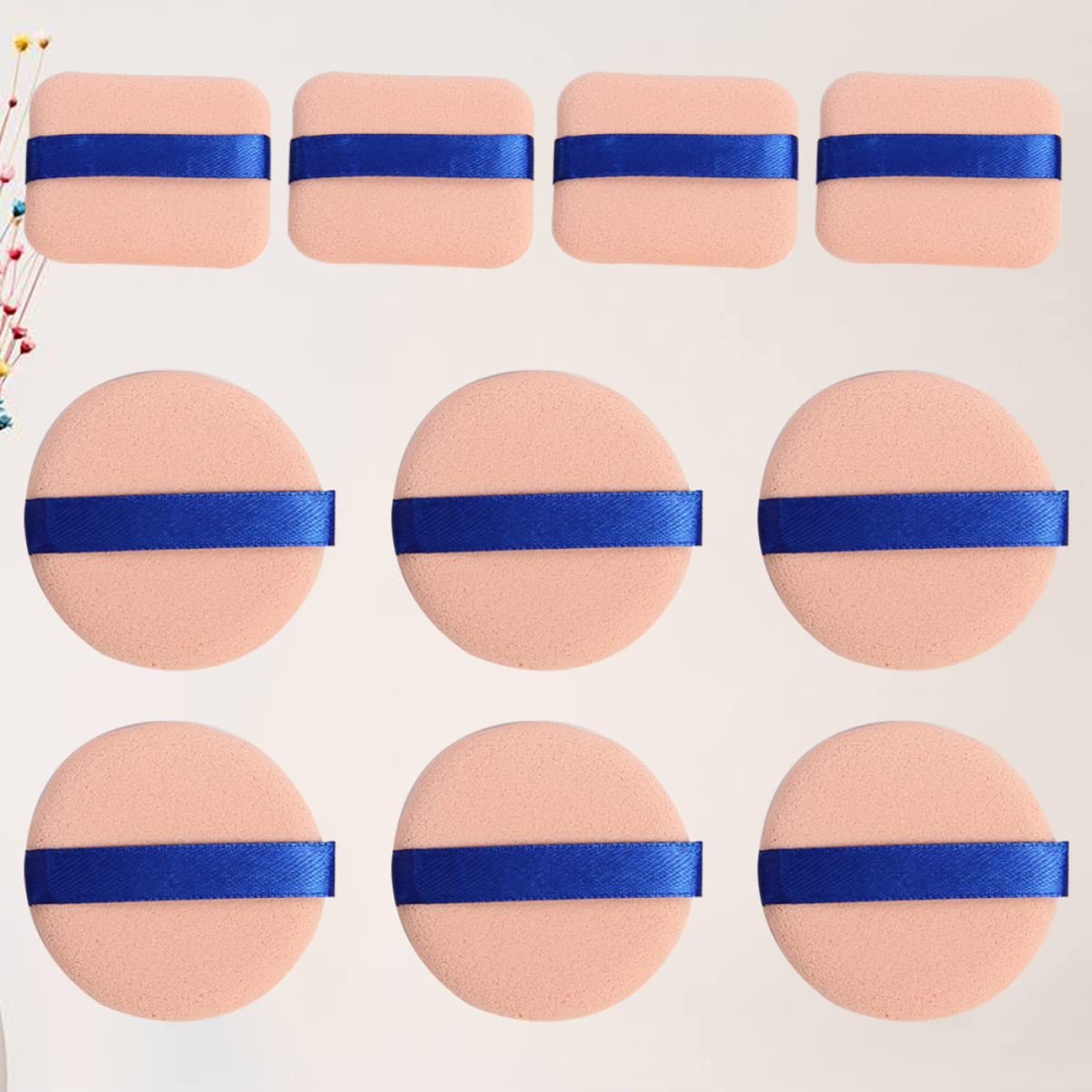 Healvian 10PCS Makeup Puff Dual Use Dry Wet Foundation Sponge Square Round Cosmetic Powders for Application for Blush Highlighter Concealer