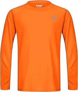 Runhit UPF 50+ Boys Swim Shirt Long Sleeve, Rash Guard for Boys, Youth Kids UV Sun Protection Shirt for Beach Surf Hiking