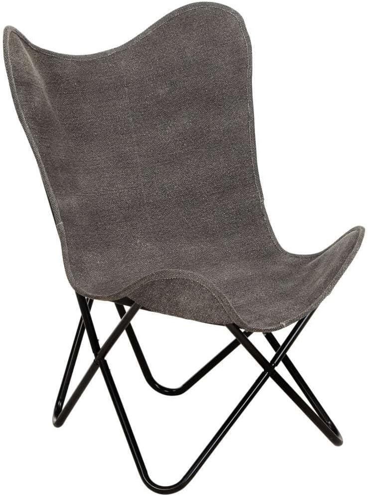 vidaXL Silla Butterfly Mariposa Asiento Sillones Decoración Relajante Interior Exterior Terraza Patio Comodidad de Lona Gris Antracita