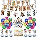 62 Stück Karikatur Dog Geburtstags Dekoration Ballon Set Kindergeburtstag Party Deko Luftballon Happy Birthday Banner Deko Kinder Party Supplies