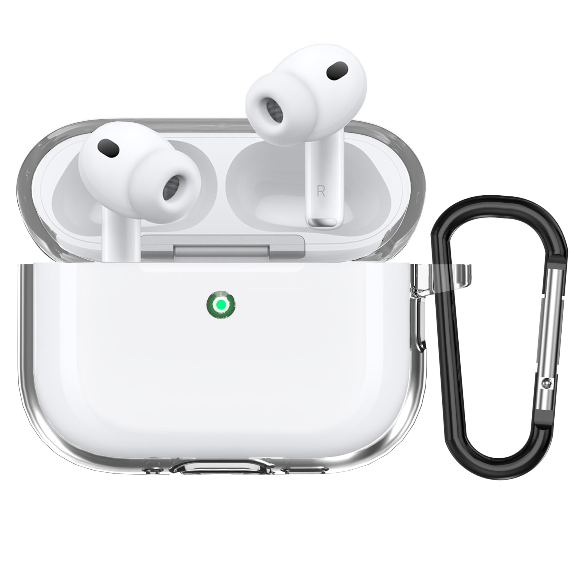 Sounce Earphone Case Cover Compatible with Airpods Pro 3 / 3rd Generation TWS Soft Silicone Skin Case Cover Shock Absorbing Protective Case with Keychain [Front LED Visible]