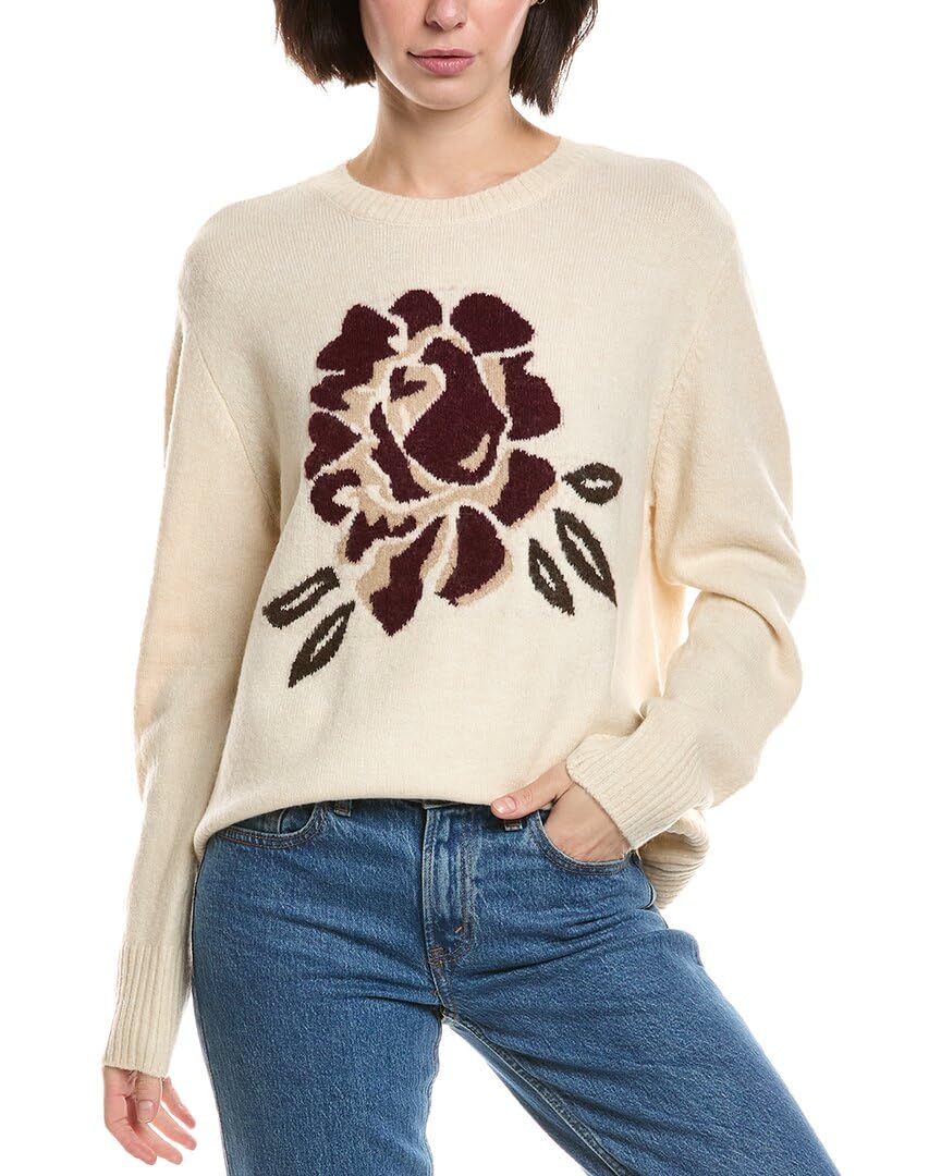Vince Camuto Womens Rose Crew Neck Pullover