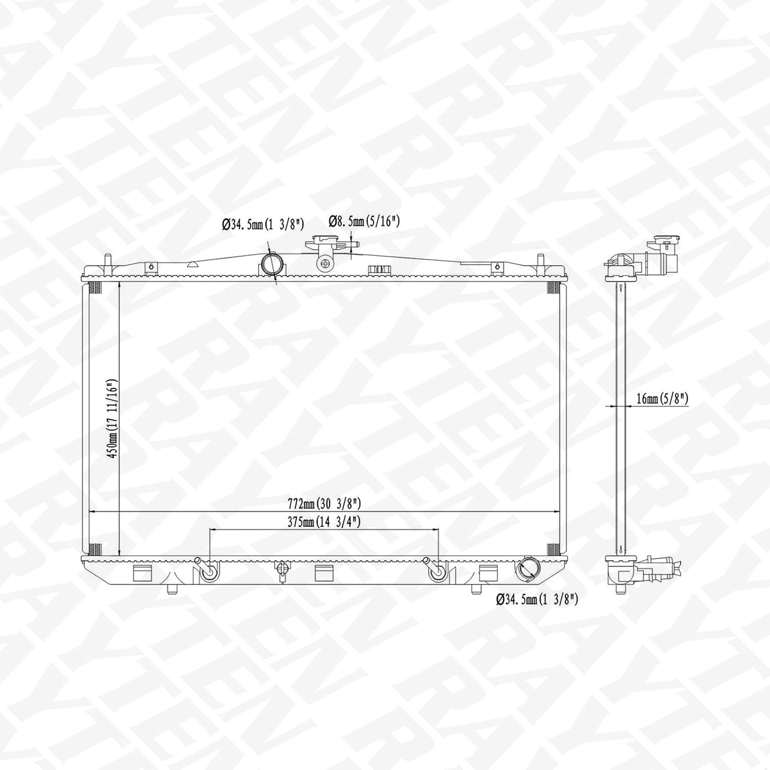 RAYTEN CU13116 Radiator Compatible with Toyota Sienna 2011 2015 2.7 L4 3.5 V6 W/O Tow