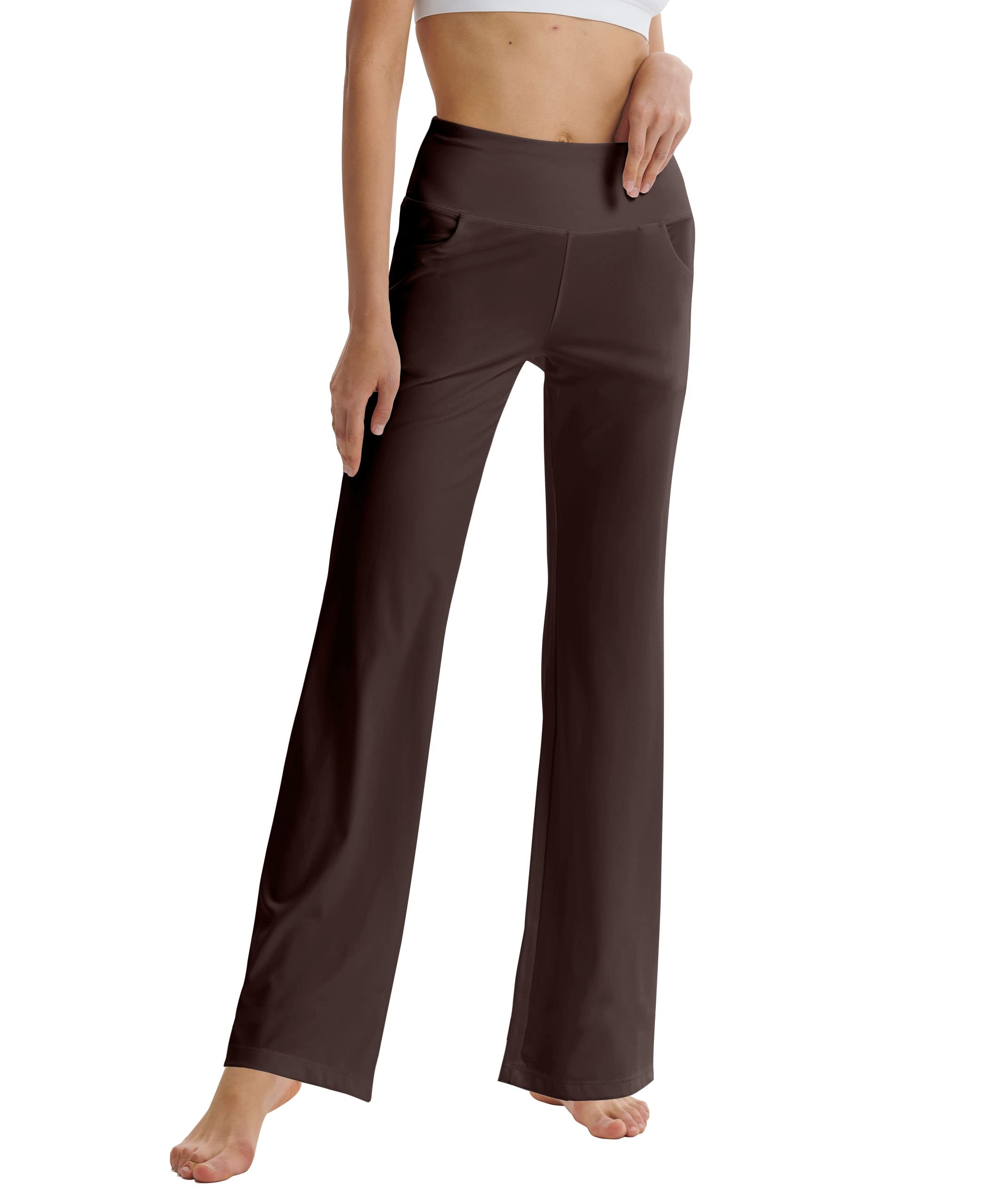LaiEr Pantaloni da Yoga da Donna con Tasche a Vita Alta Svasata Bootleg Yoga Pantaloni da Allenamento con Tasche Laterali