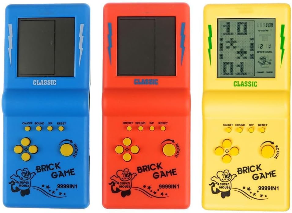 NALACAL 3 Pcs Brick Game Console Large Screen Handheld Games Electronic Games Build in 23 Classic Game for Kids Adults(Random Color)