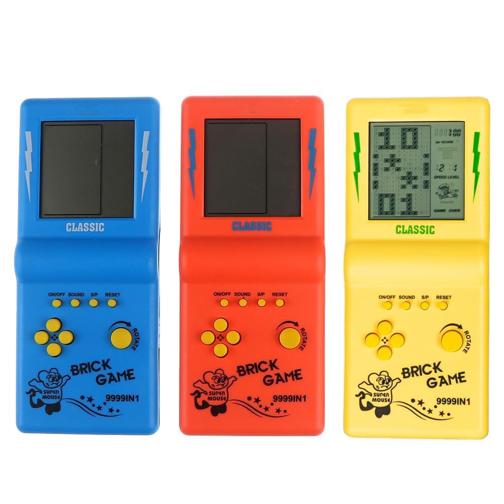 NALACAL 3 Pcs Brick Game Console Large Screen Handheld Games Electronic Games Build in 23 Classic Game for Kids Adults(Random Color)