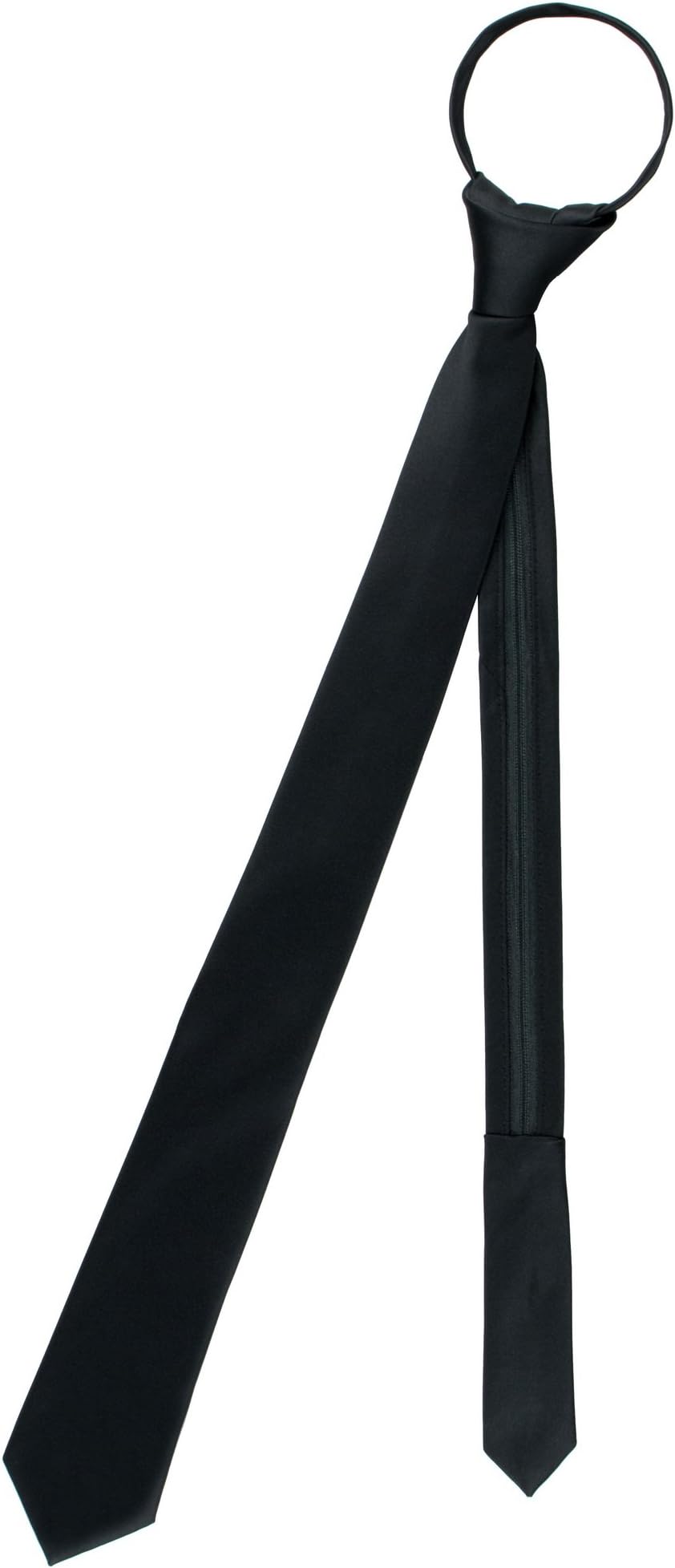 PreTied SKINNY Men's Neck Tie Solid Color Narrow Zipper Necktie
