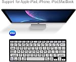 HXMJ - Grande impression Mini Clavier Bluetooth compatible avec iPad, iPhone, iPod, MacBook pour les aînés et les personnes malvoyantes en blanc à faible vision
