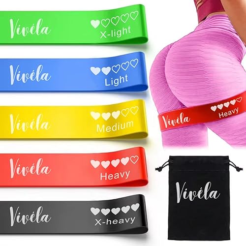 Miniatura 4 de Bandas de resistencia para fitness, juego de 5 piezas de bucles de ejercicio agradables a la piel para yoga, entrenamientos en casa, estiramientos,