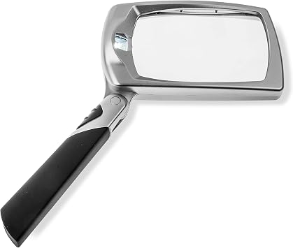 Carson LED Lighted 2.5X Power Rectangular Magnifier with Folding Collapsible Handle (MJ-30)