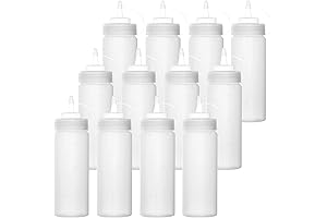 Bekith Plastic Squeeze Bottles - 12 Pack of 12 Oz BPA-Free Bottles with Twist-on Caps