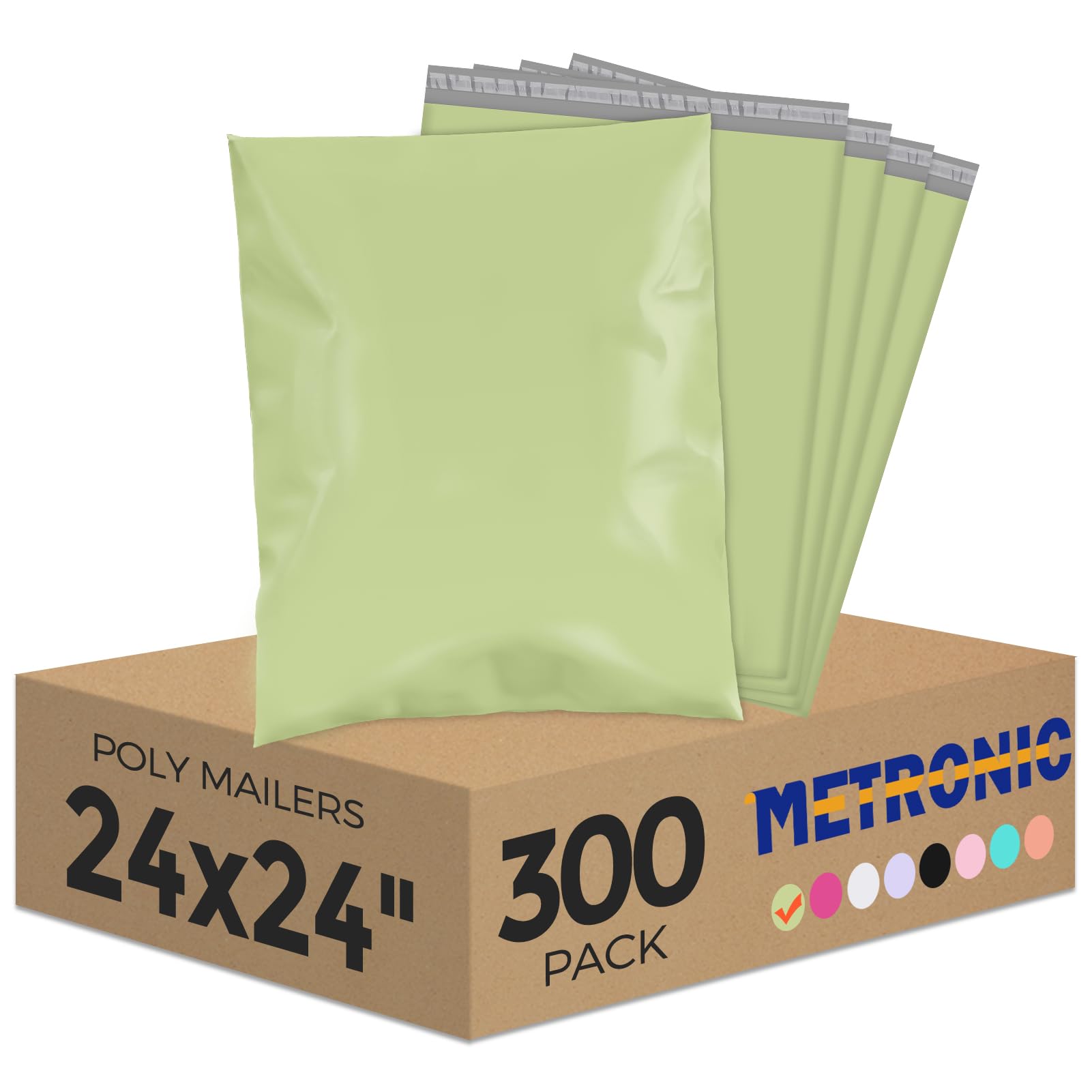 Metronic 300PC Poly Mailers 24x24 Large Shipping Bags for Clothing, Strong Adhensive Mailers Bags for Small Business, Shipping Envelopes, Tear-resistant Mailing Bags in Avocado Green