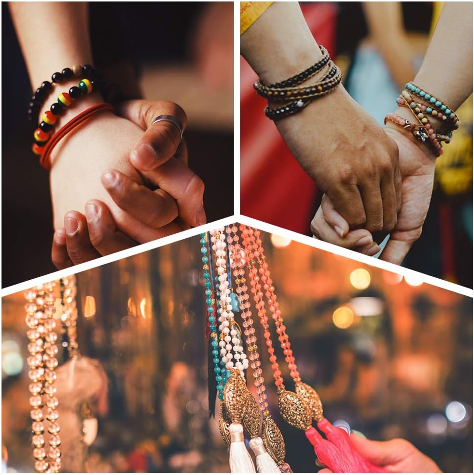 1mm Elastic Bracelet String Cord with 10mm Multi Color Beads, findTop Black & White Stretch Bead Cords (1mm, 330 Feet), Craft Seed Beads (10x 5mm, 500 Pcs) - Image 9