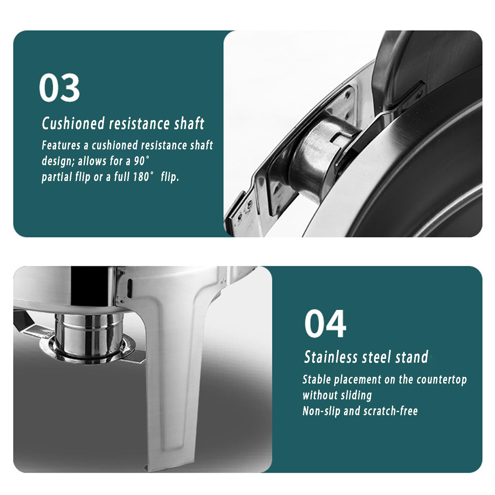 Paquete de Platos de 9 L para bufé, Catering, Calentador de Alimentos | sartén fría y caliente con soporte para tapa, juego de platos de cena de acero inoxidable grueso, servidor de buffet