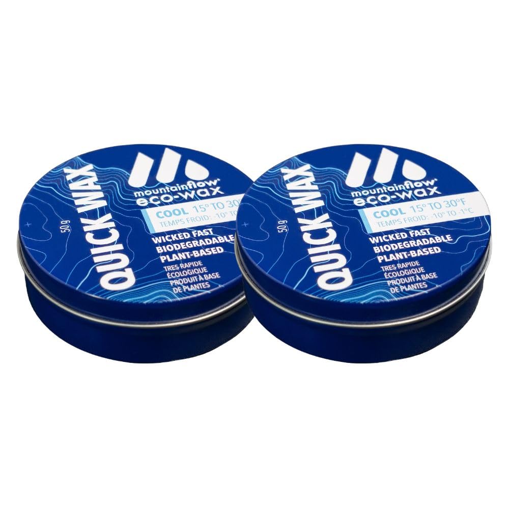 mountainFLOW Plant-Based, Biodegradable, Petroleum Free Ski/Snowboard Hot Rub-On Quick Wax, Cool (15 to 30F | -10 to 1C) 2-Pack