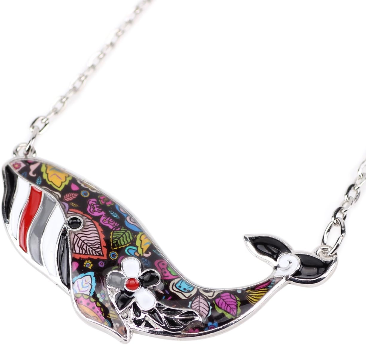 BONSNY Signature Ocean Collection “TESS” Statement Alloy Chain Enamel WHALE Pendant Necklace 18" - Image 3